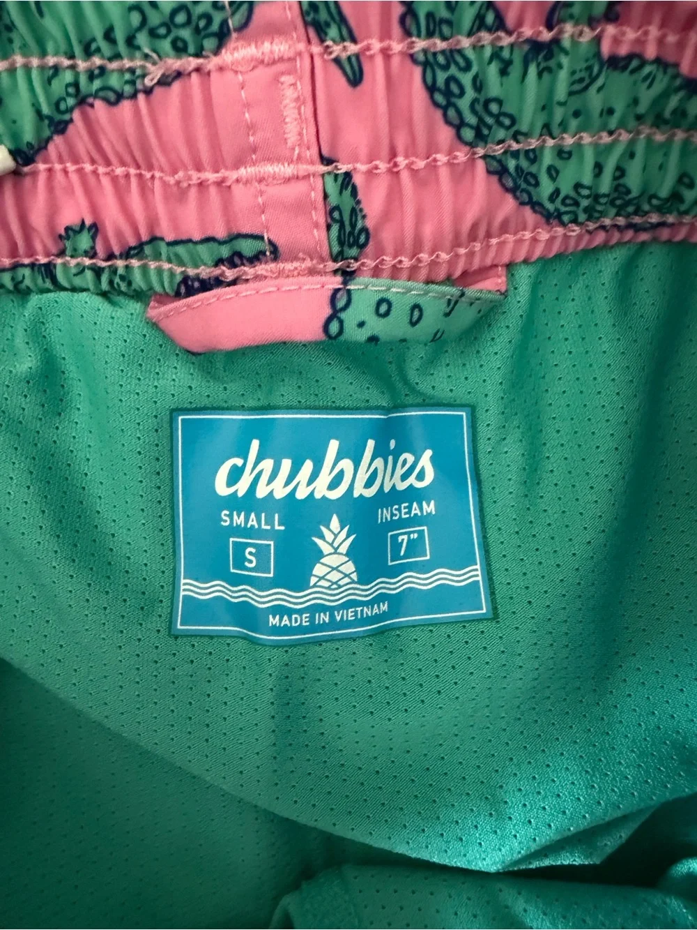 chubbies Pink and Teal Swim Trunks